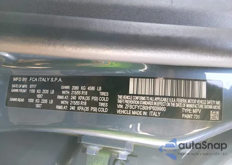 2017 Fiat 500X Urbana Awd из США, поврежденный, VIN ZFBCFYCB0HP609960